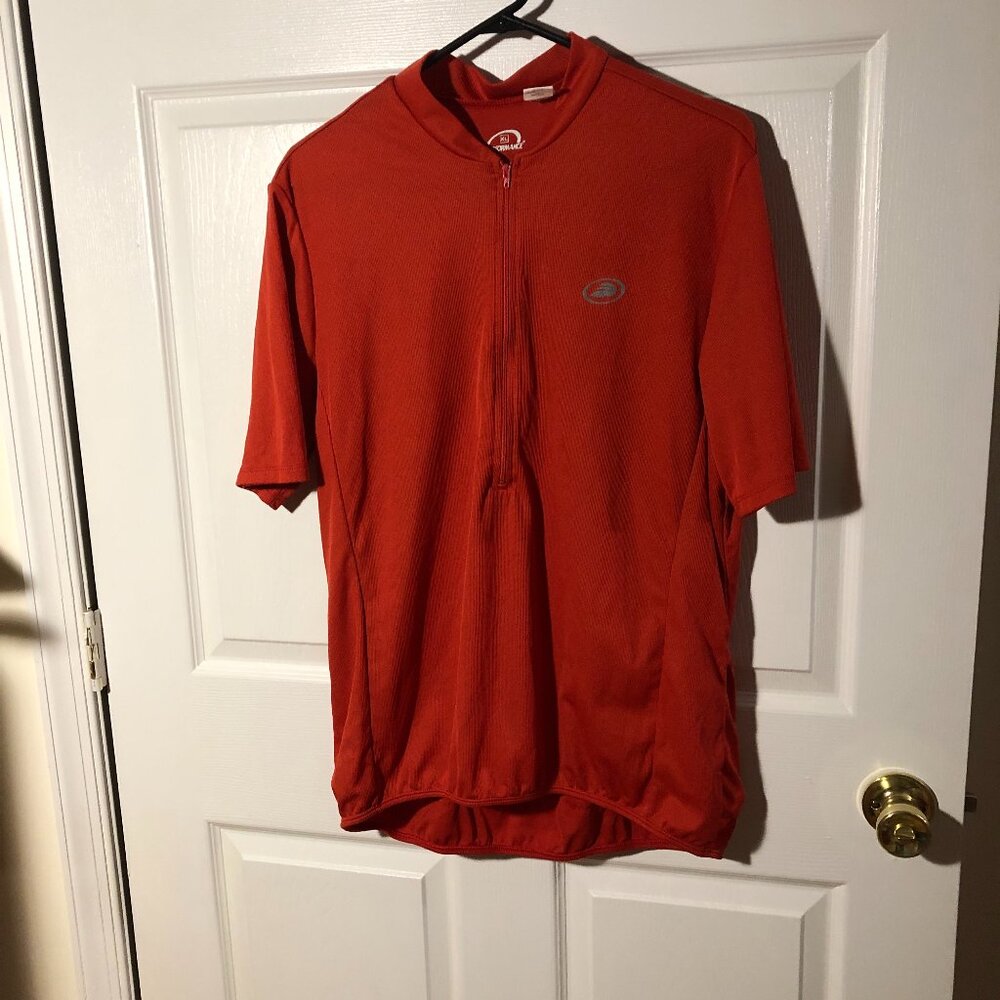 Performance men red biking jersey 1/2  zip, XL
